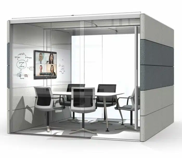 Air3 Modular Meeting Rooms shown with table and chairs