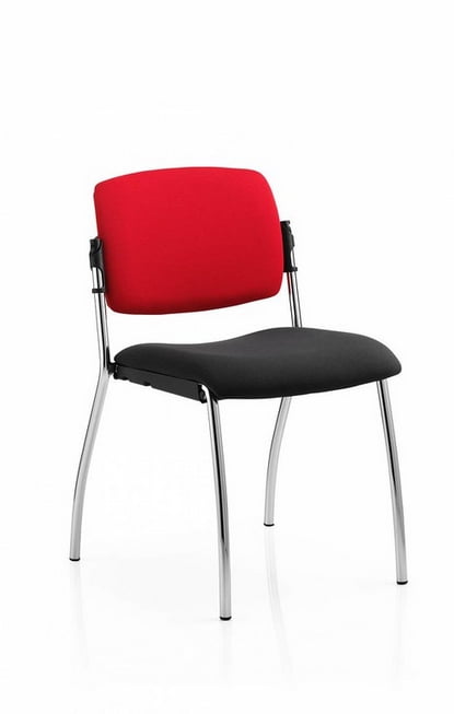 Alina Chair with an upholstered seat and inner back, plastic outer back and a chrome 4 leg frame