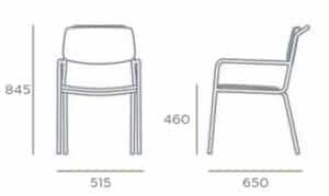 Antalya Chair dimensions for 4 leg chair with arms ANTDC.A