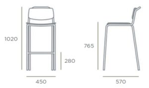 Antalya Chair dimensions for bar stool with no arms ANTBA