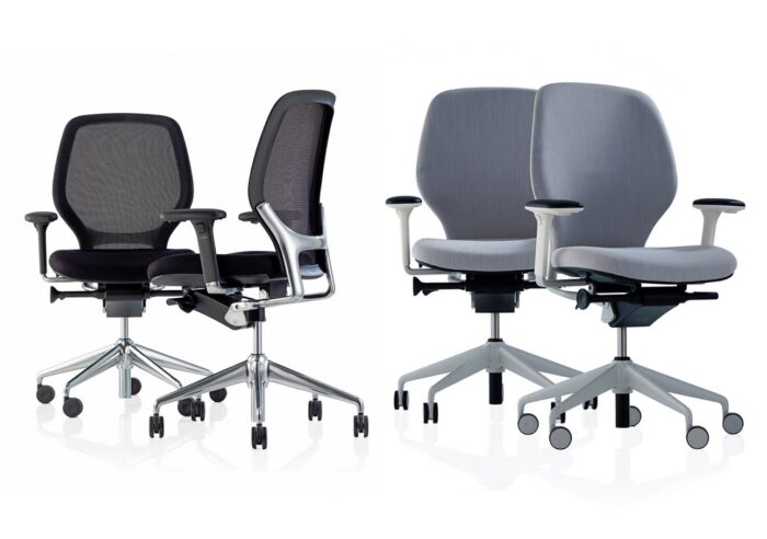 Ara Task Chair four chairs, two with mesh back and two fully upholstered