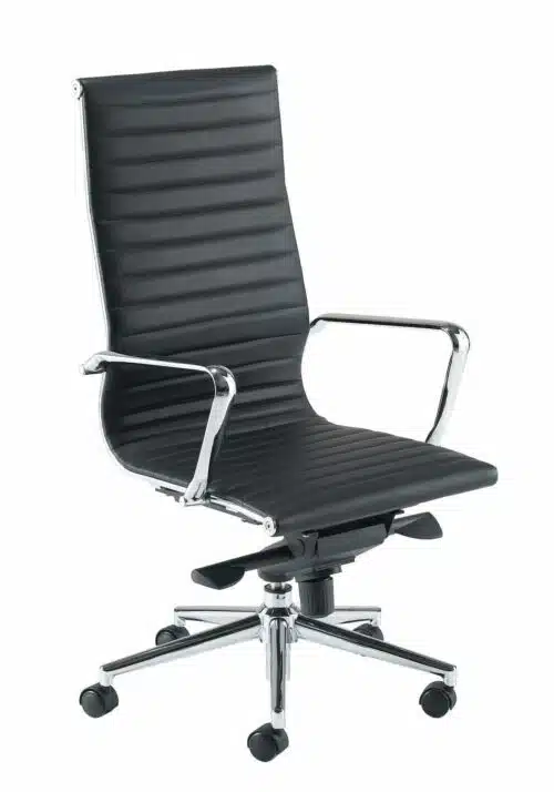 Aria A Executive Chair high back in black with 5 star chrome base
