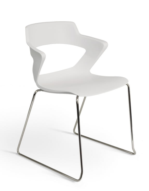 Aria Chair with a sled frame and white plastic shell