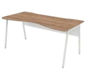 Ascend Desk - double wave shaped top with modesty panel and white angled frame ASDW