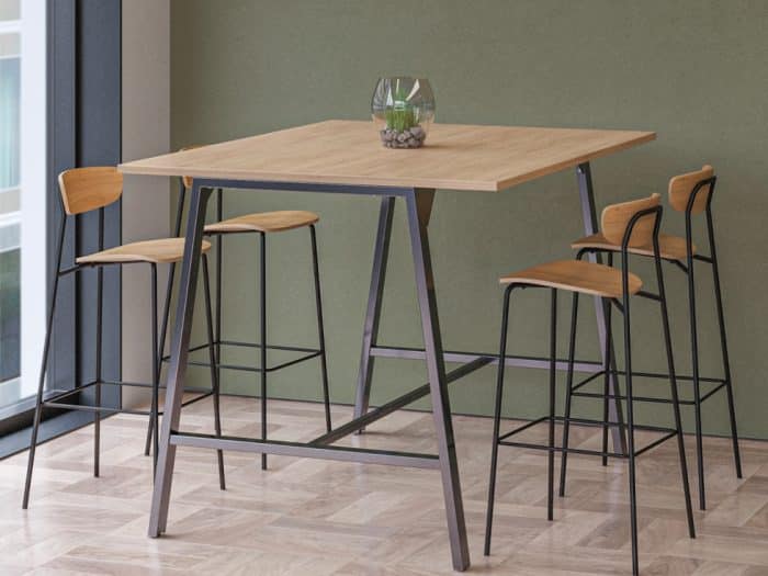 Aspect Tables - A frame poseur height table with Raw Steel frame
