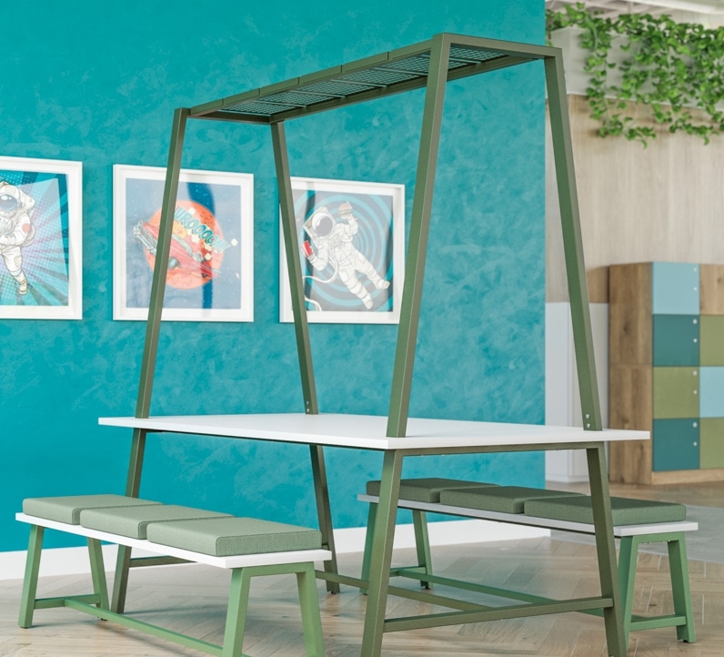 Aspect Tables - A frame table and overframe with Reed Green frame finish