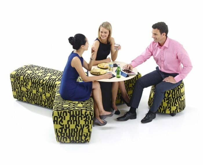 Away From The Desk Soft Seating 120° seat with table and pouffe