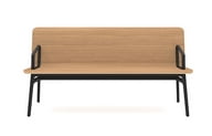 Axyl Bench in oak veneer ply with cast arms 1600mm wide AXLBA16