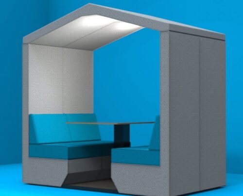 Bea 4 seat booth with table, lights and roof, no walls