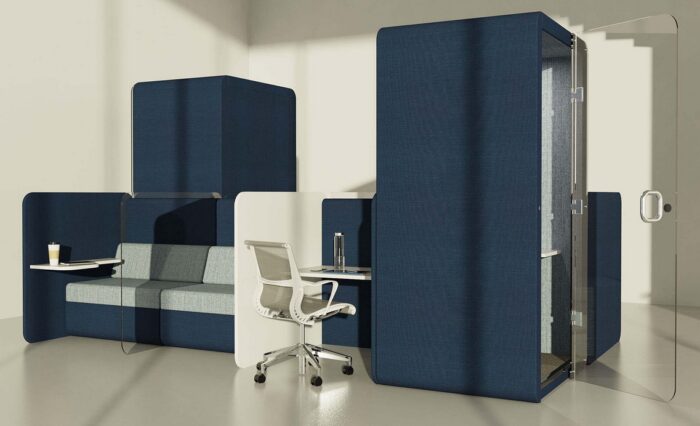 Betty Modular Seating & Desking shown by a penelope work booth