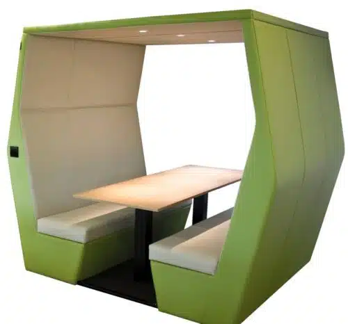 Bill Meeting Den 6 seater open booth with rectangular table