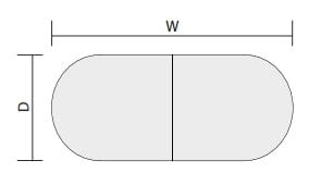 Boardroom Tables 1600mm deep double D end table