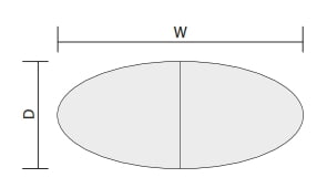 Boardroom Tables 1600mm deep eliptical - oval table