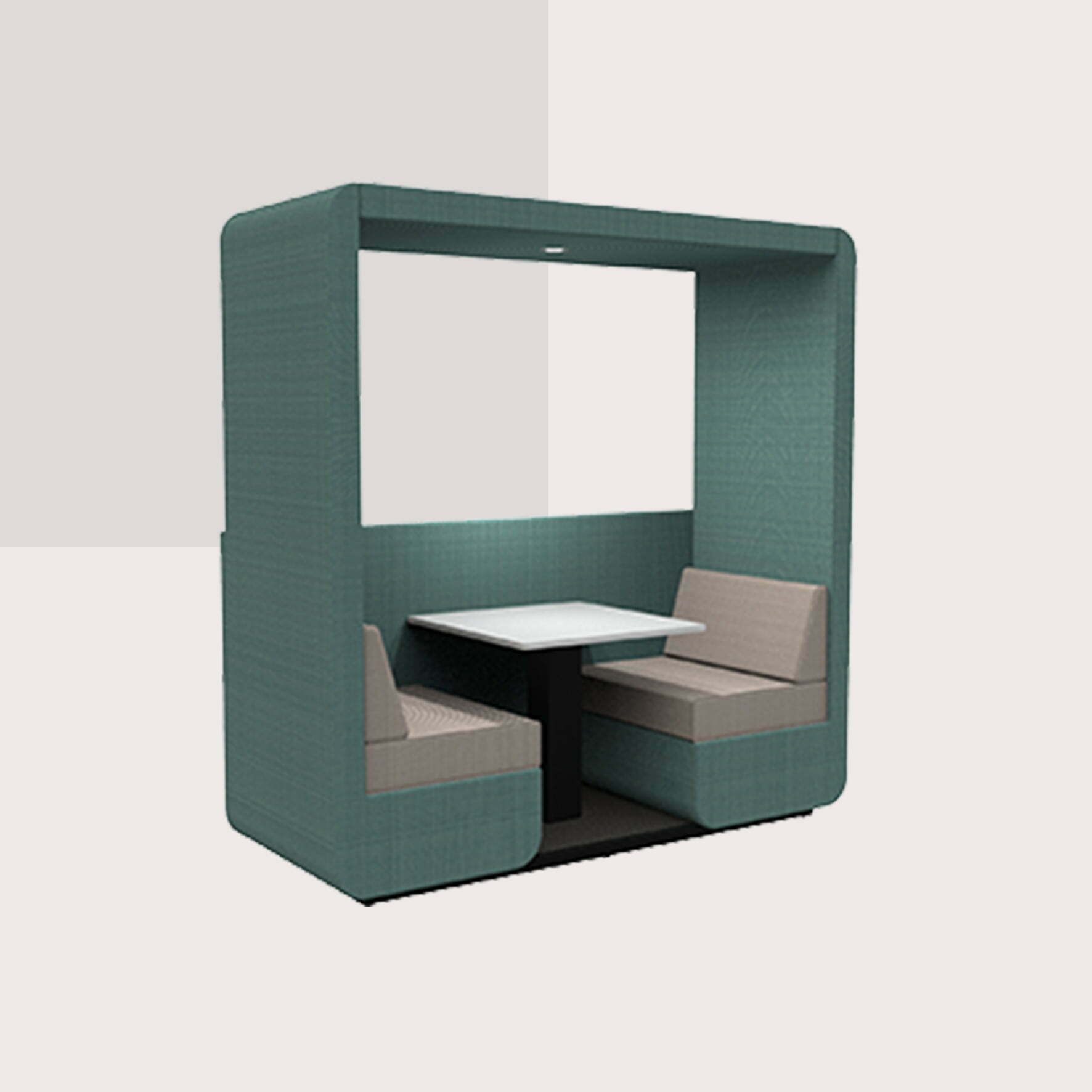 Bob 2 seat booth with half wall