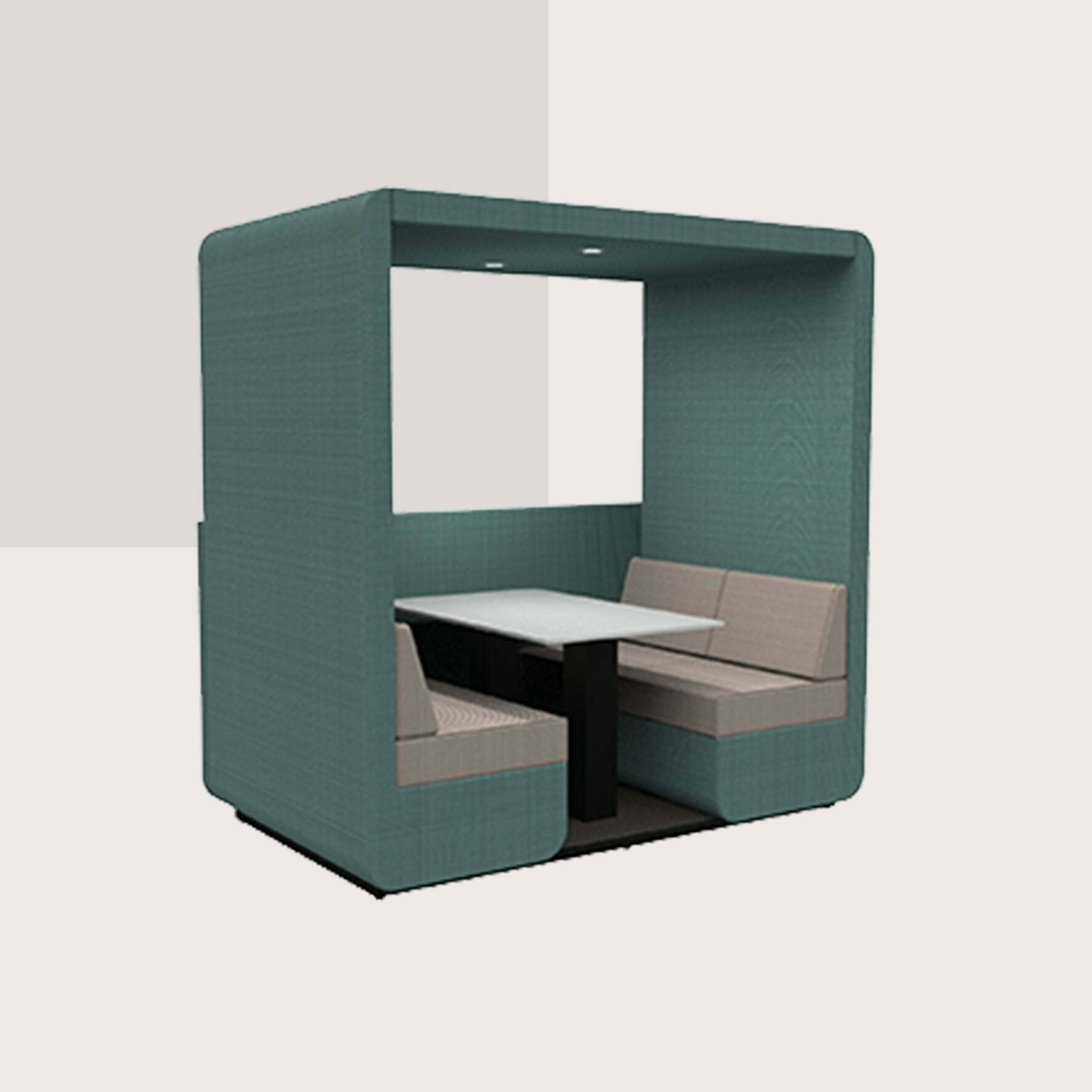 Bob 4 seat booth with half wall
