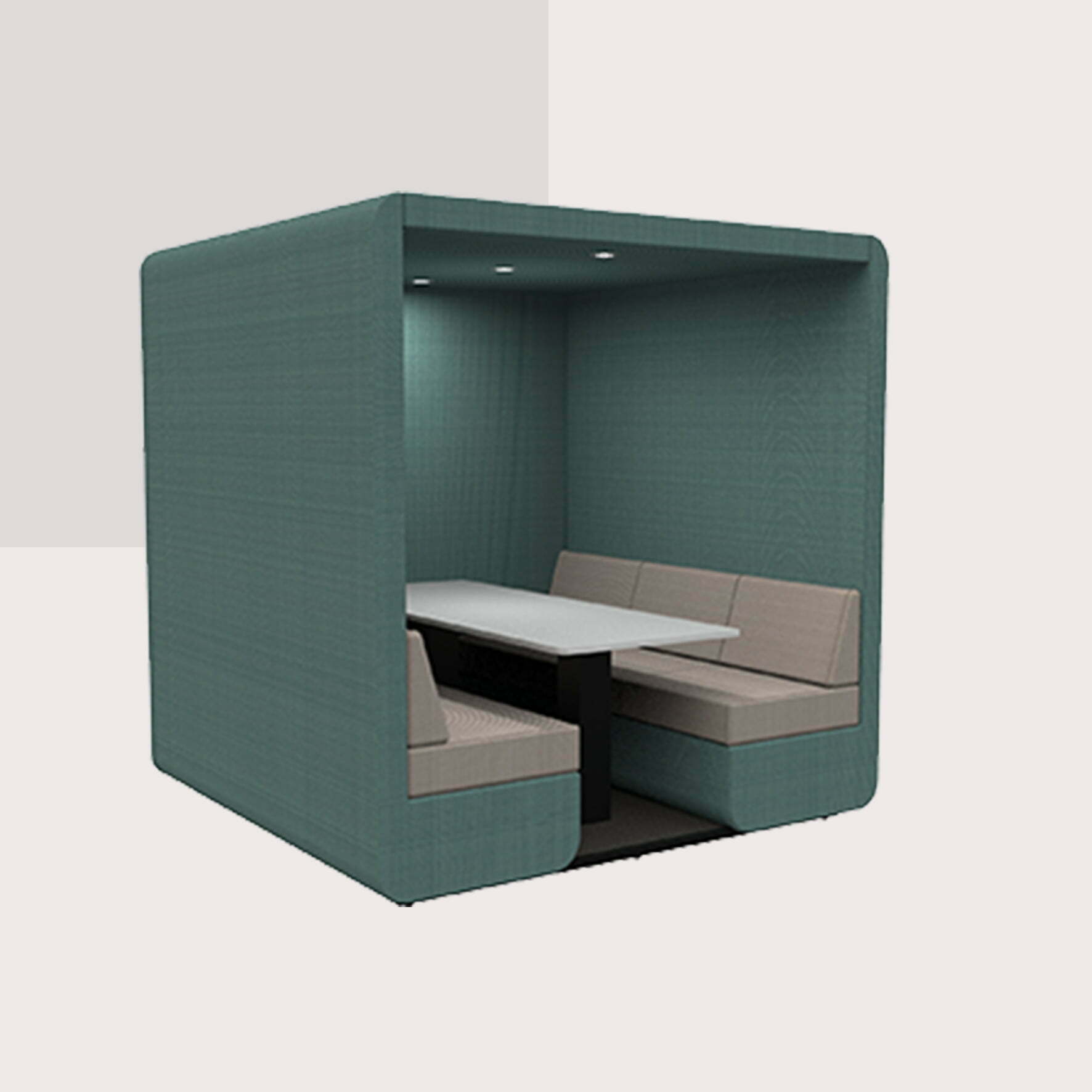 Bob 6 Seat booth with upholstered end wall