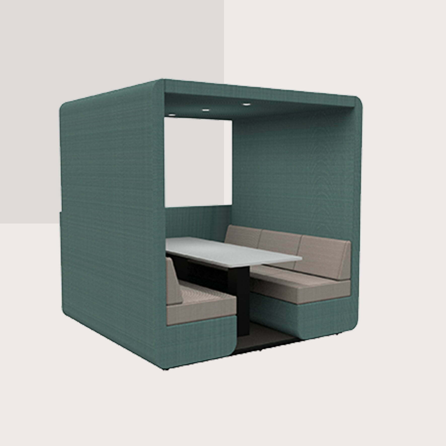 Bob 6 seat booth with half wall