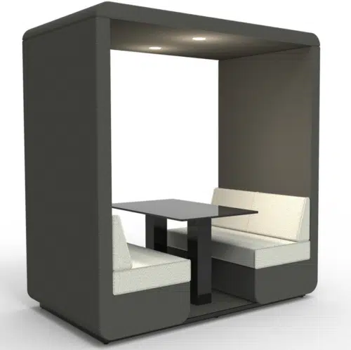 Bob Meeting Den 4 seat open booth with rectangular table