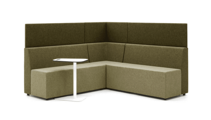 Box-It Modular Seating & Tables L shape seating configuration shown with laptop table