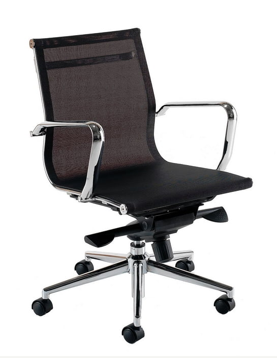 Breeze Chair medium back with black mesh seat and back, chrome 5 star base on castors BM2