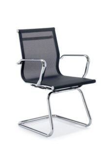 Breeze Chair medium back with black mesh seat and back, chrome cantilever frames BMCA