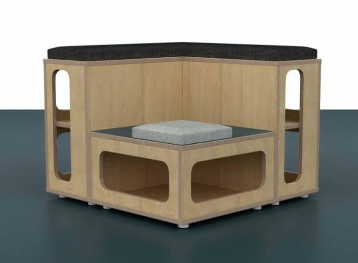 Cavea Tiered Seating Corner Module With Storage Compartment