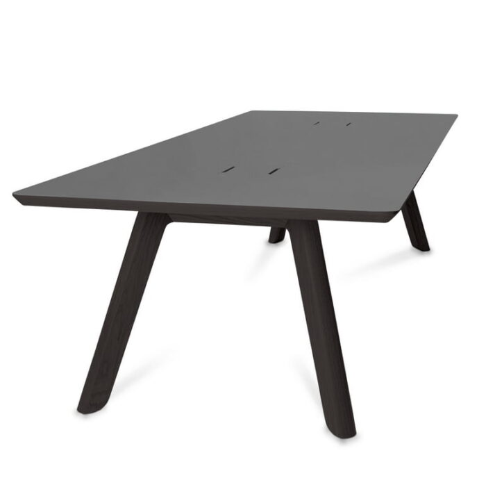 Centro Breakout Tables all black diner height table with concealed power modules