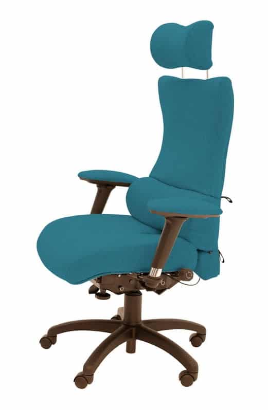 Spynamics SD1 Chair with optional headrest, 5 star base on castors and UA5X arms