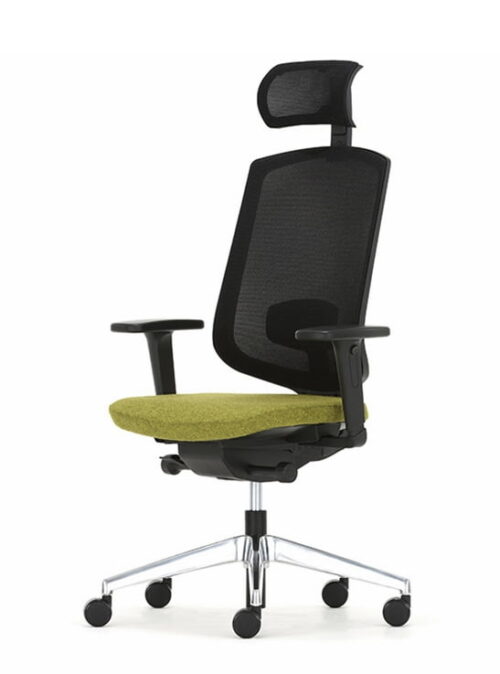 Clipper Task Chair front view of chair with arms and head rest