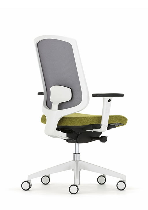 Clipper Task Chair with arms, grey mesh back and white components