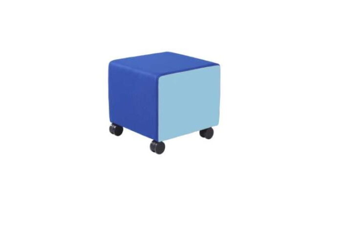 Clover Stool square stool shown with optional castors Clover-SQ-CAS