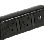 Desk Top USB Charger in a Contour Plastic Power Module 3 gang all black unit