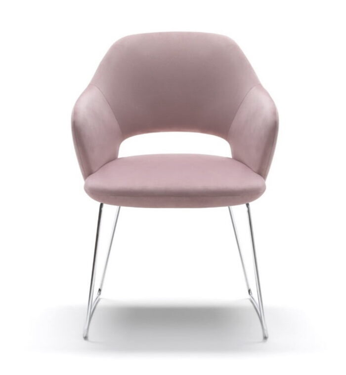 Corex Arm Chair with chrome skid frame