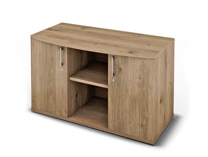 Credenza Storage Units 2 door unit with bow front top and central open shelf compartment CRED122BF