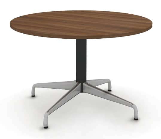 Cruise Circular Meeting Table with walnut top and chrome base