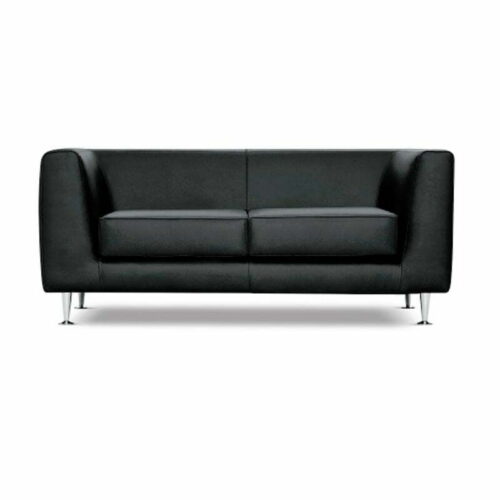 Cube Two Seater Sofa in black leather
