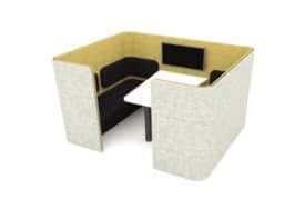 Den Dining 4 person booth with white worktop 1350mm high