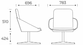 Dishy Soft Seating high back swivel frame chair dimensions DISHY2/SWIVEL
