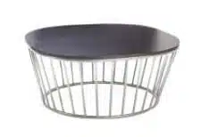Dixi Chair coffee table with chrome, black or copper metal effect wire cage base TDXC/LAMBLK