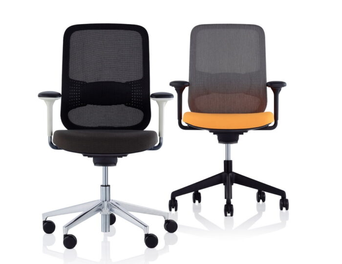 Do Mesh Task Chair two mesh back task armchairs with black nylon and polished aluminium bases