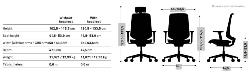 Dot.Pro Task Chair dimensions