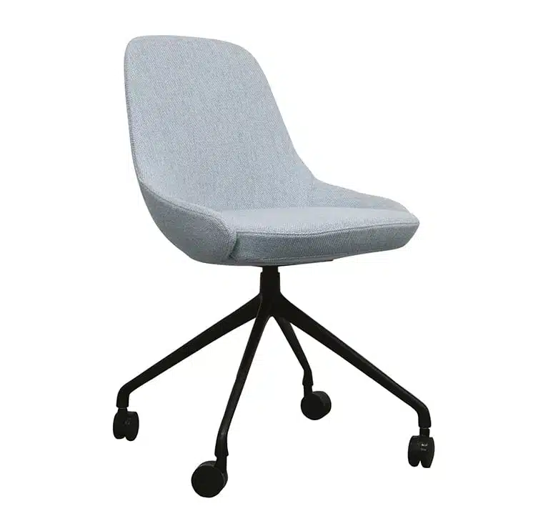 Downtown Chair with a black swivel base on castors