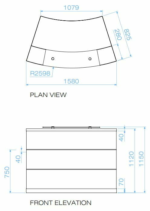 Eclypse Reception Desk - YB Compact dimensions