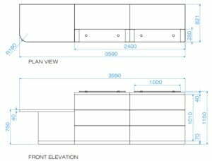 Eclypse Reception Desk Dimensions - YC2-R