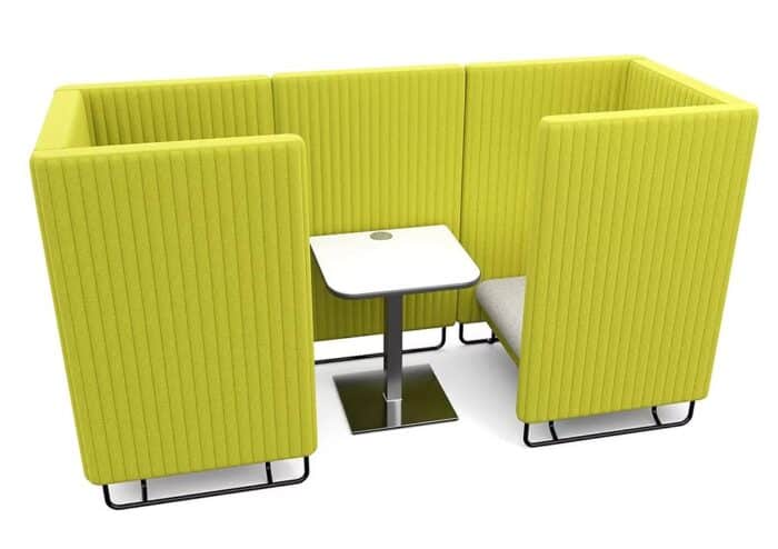Eden Soft Seating with two 1.5 high seating units, one screen and one 1.5 square table