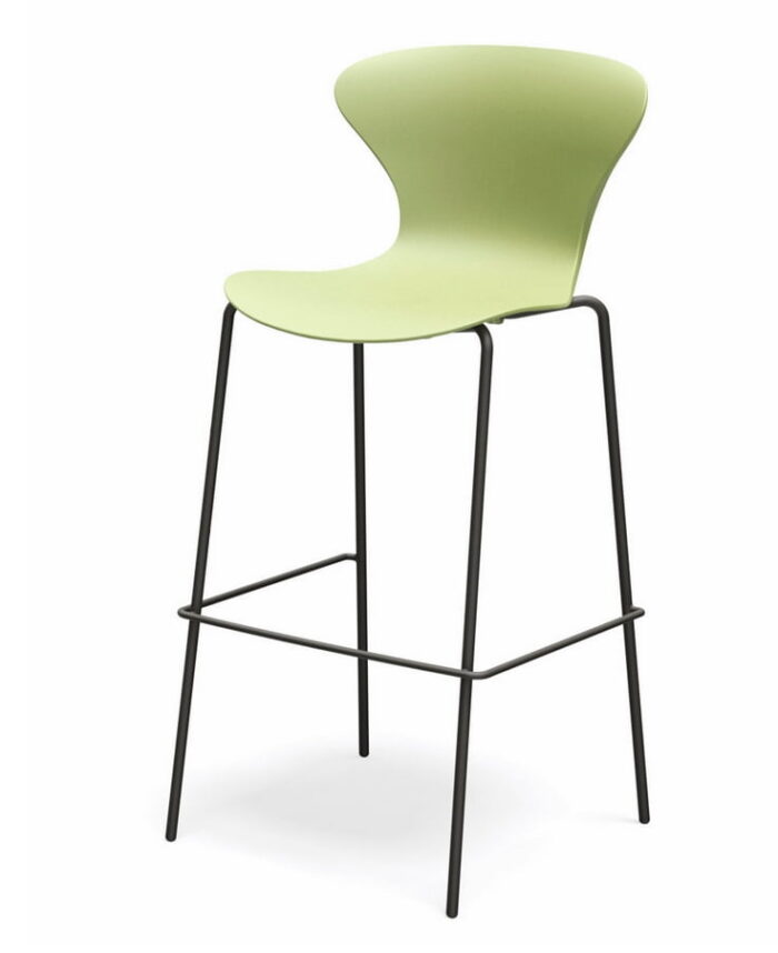 Ego Breakout Chair & Stool high stool with black 4 leg frame and green shell
