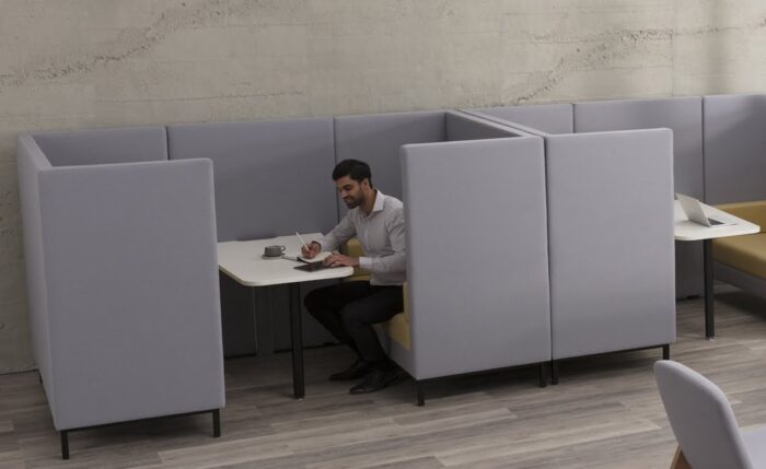 Elegance High Back Soft Seating two booths back to back in an office space