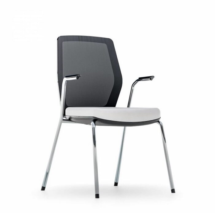 Era Meeting Chair with arms, mesh back, upholstered seat and 4 leg frame