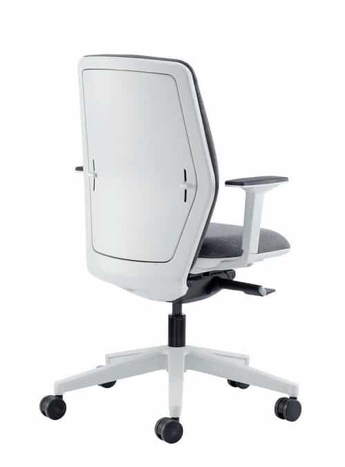 Era Task Chair with arms and upholstered back in light grey finish