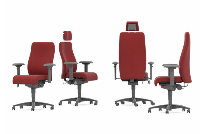 Ethos Posture Chair group of four different models with red upholstery